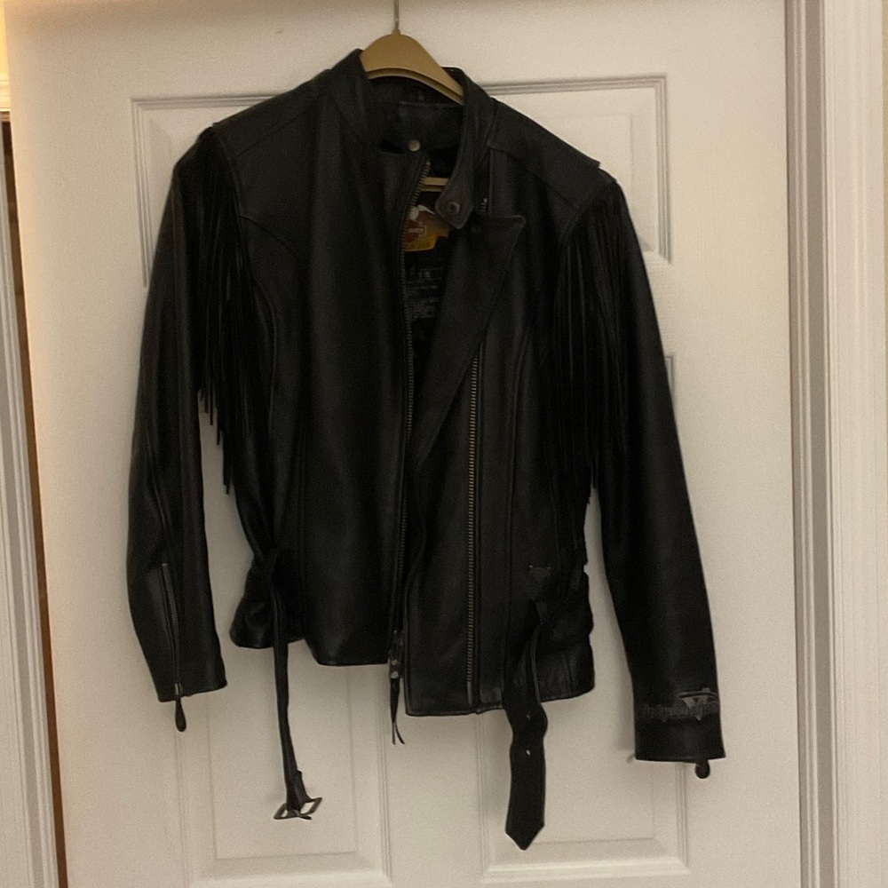 Harley-Davidson Black Leather Jacket with Fringe